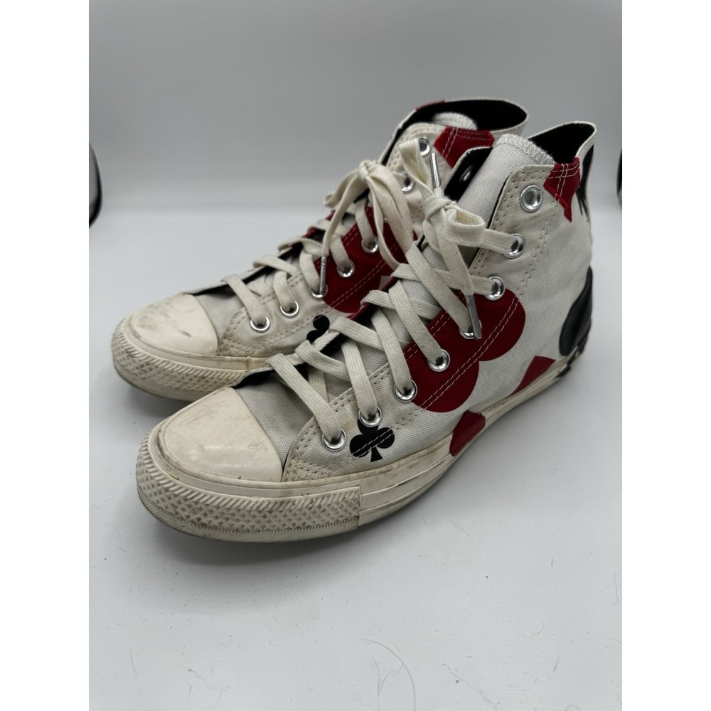 Converse High Top Queen Of hearts Size Mens 8 Womens 10 Good Condition SB18